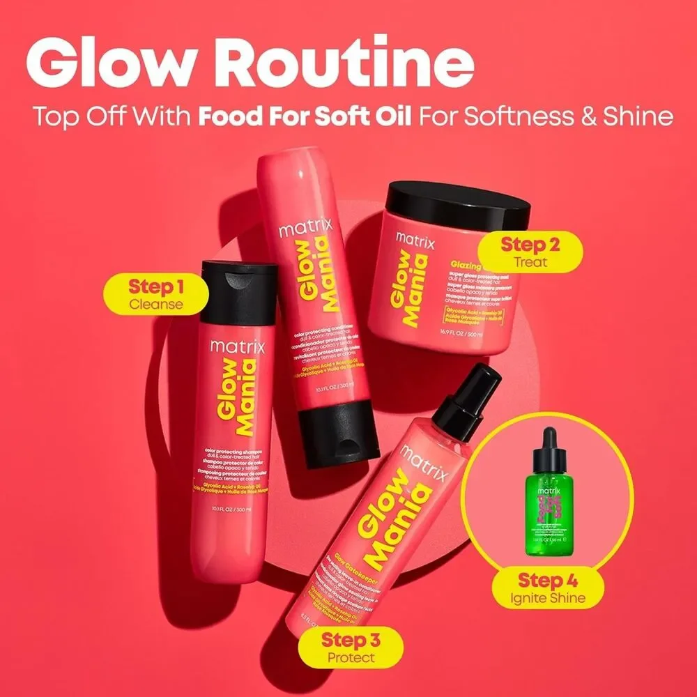 MATRIX Glow Mania Shampoo Enhances Shine and Moisturizes Color-Treated 10.1 oz